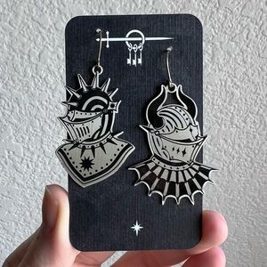 While Odin Sleeps Helm Drop Earrings